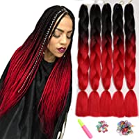 Los mejores  - Showjarlly 5 Piezas Ombre Jumbo Braid Pelo Sintético 24 Pulgadas 100g Kanekalon Extensiones de Trenzado de Cabello Para…